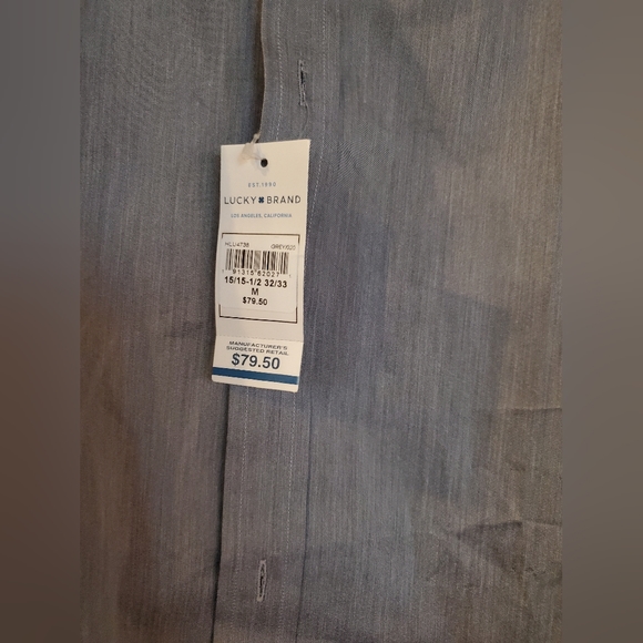 Lucky Brand Grey Long Sleeve Button Front Dress Shirt Men's Size Medium - Picture 4 of 14